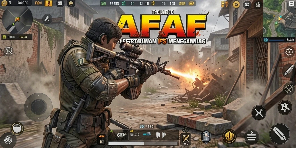 Tampilan menegangkan dari gameplay AFAF dalam pertempuran FPS.