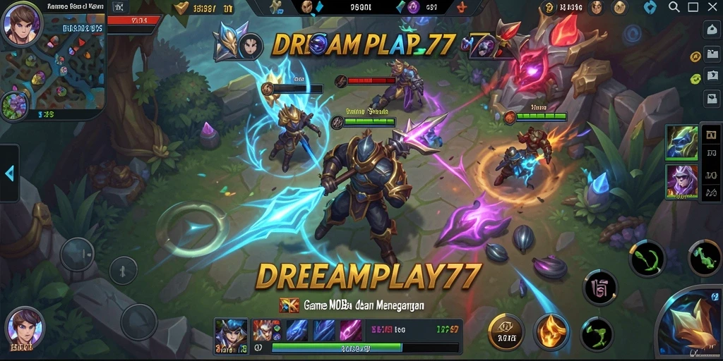 Tampilan menarik dari gameplay seru <strong>DREAMPLAY77</strong> di arena MOBA.