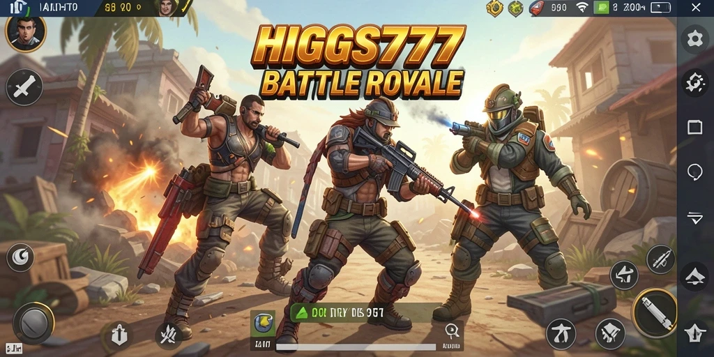 Gameplay HIGGS777 dengan pertarungan intens di medan perang.