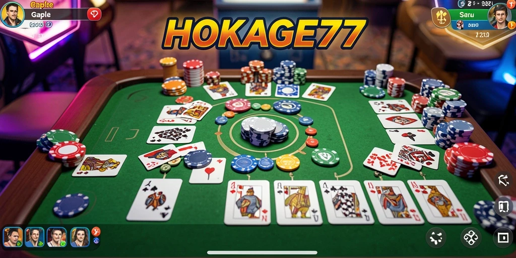 Tampilan gameplay HOKAGE77 dengan suasana seru Gaple.