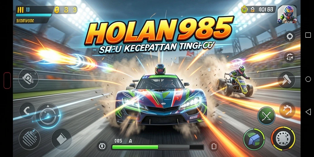 Tampilan menarik dari gameplay balapan HOT985 yang menegangkan.