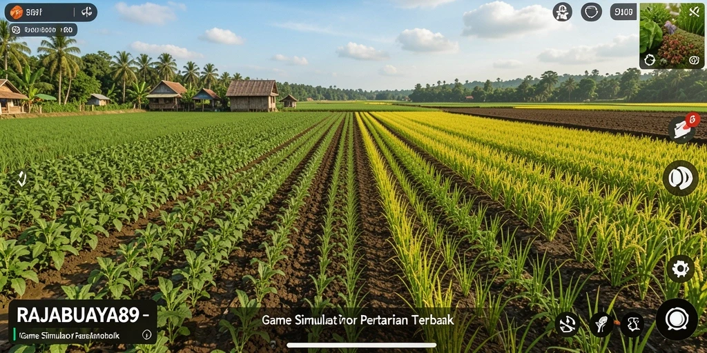 Tampilan gameplay seru di RAJABUAYA89 dengan berbagai tanaman dan hewan ternak.