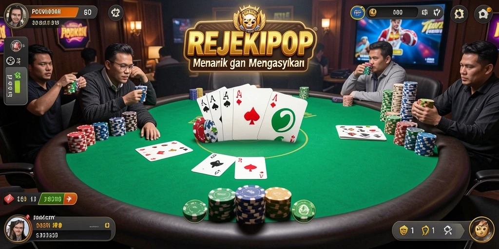 Screenshot gameplay poker di REJEKIPOP yang menampilkan suasana mendebarkan.