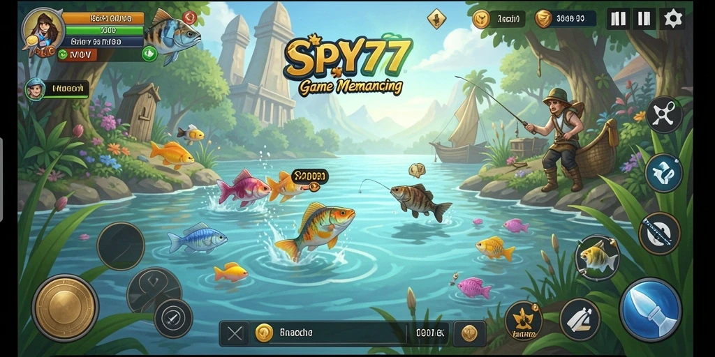 Gambaran gameplay SPY77 dengan momen memancing yang menegangkan.